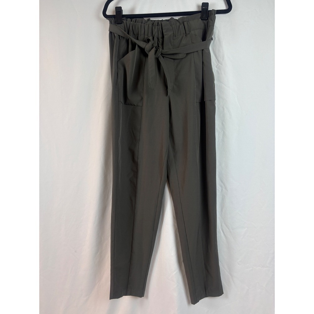 Modern Ambition Olive Green Paperbag Waist Tapered Technical Pants Womens Medium